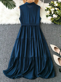 My Western Plus Solid Tiered Hem Belted Maxi Dress My Western