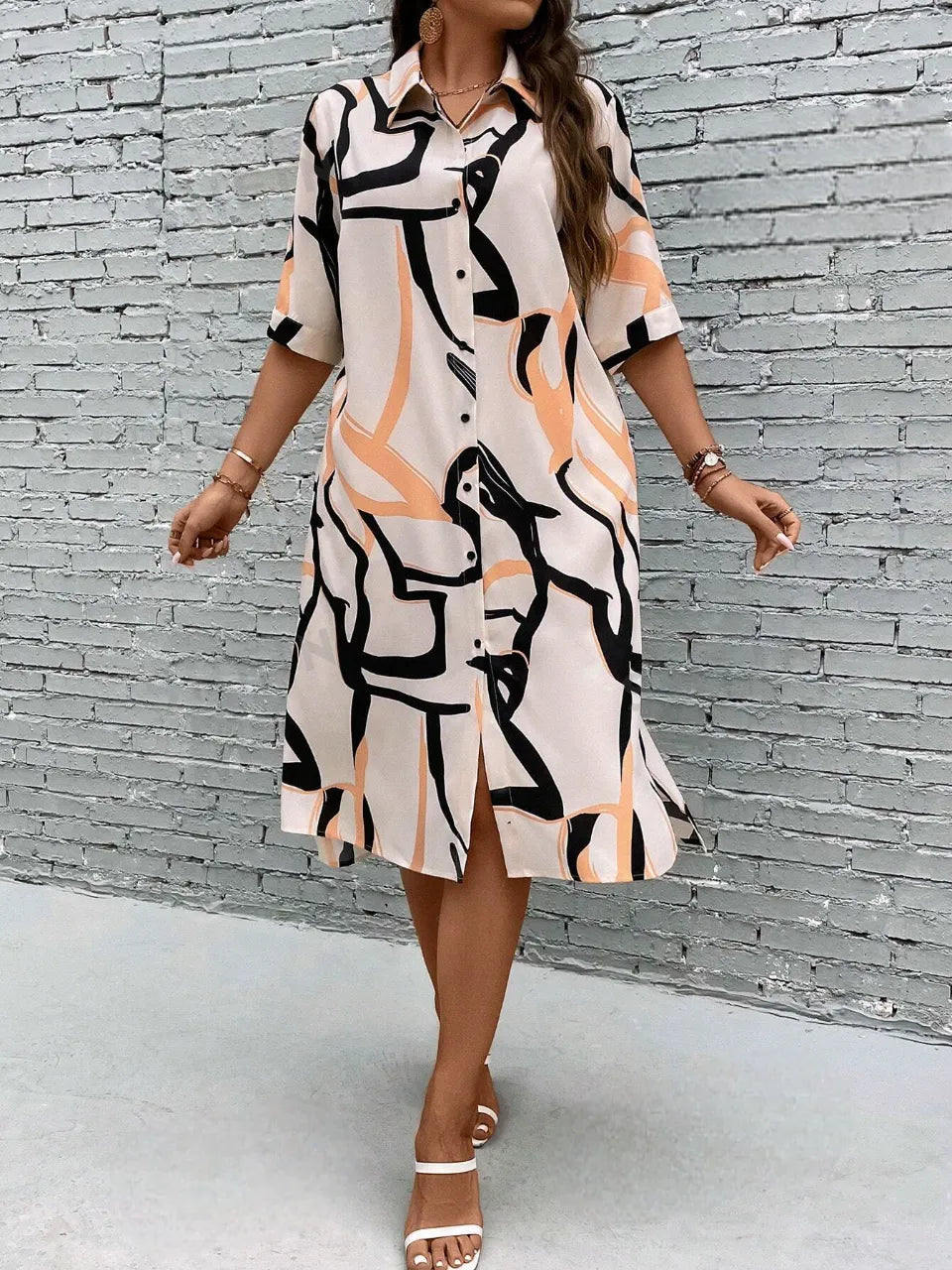 My Western Plus Allover Print Button Front Shirt Dress My Western