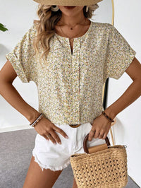 MyWesternAbstract Stripe Print Rolled-Up Short Sleeves Round Neckline Relaxed Fit Top For Women & Girls WesternLove