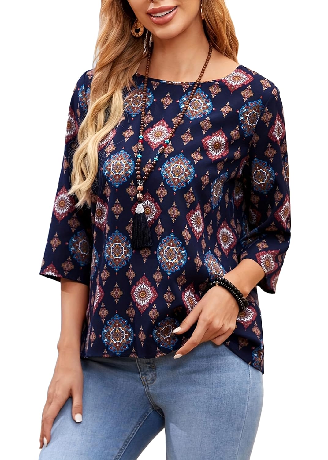 Women's Printed Rayon Shirt Top for Women