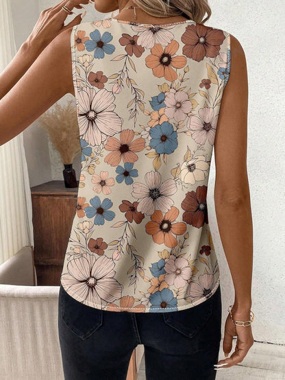 Printed Rayon Sleeveless Top for Women