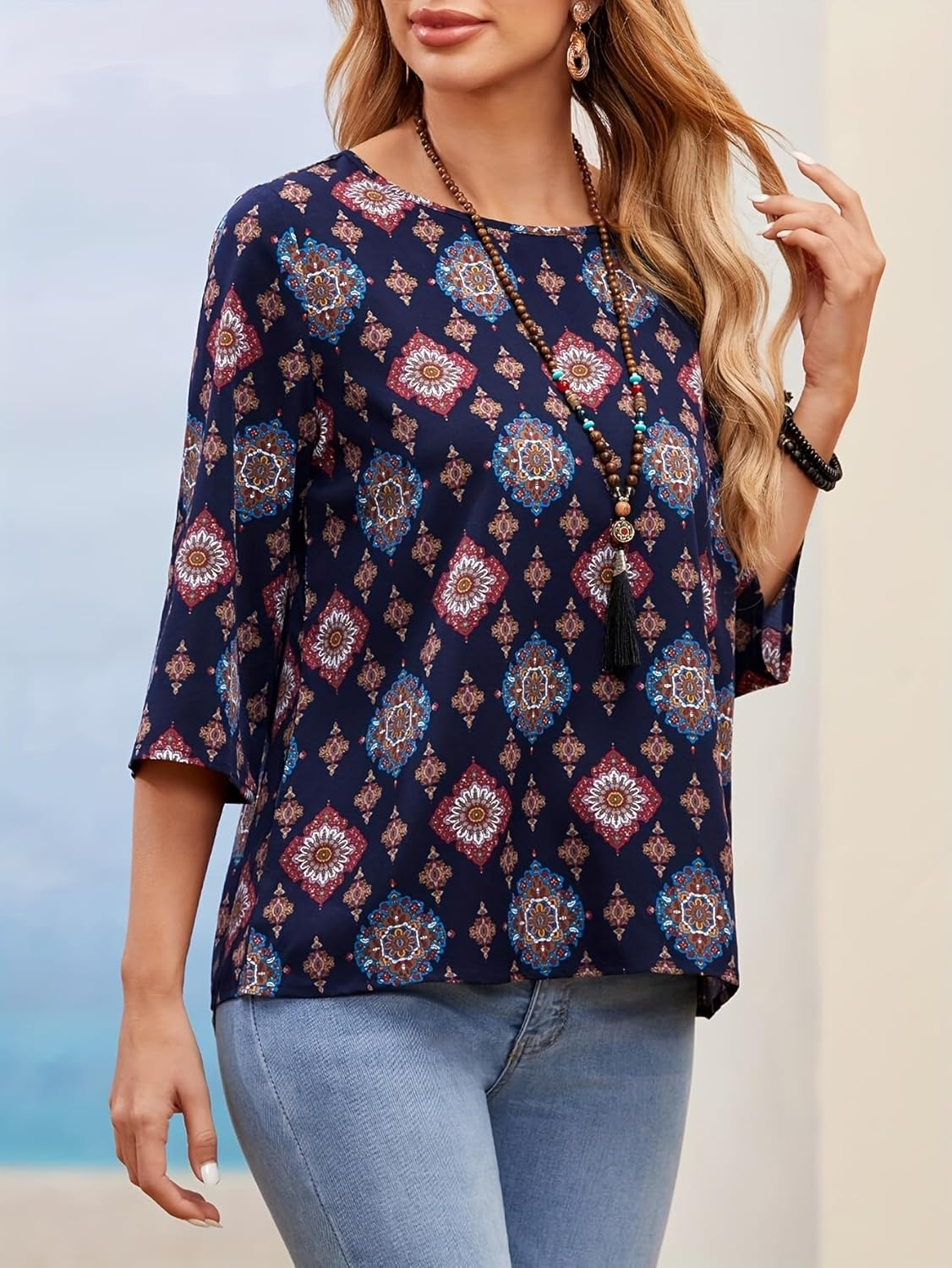 Women's Printed Rayon Shirt Top for Women My Western