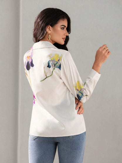 MyWestern Floral Print Twist Front Shirt