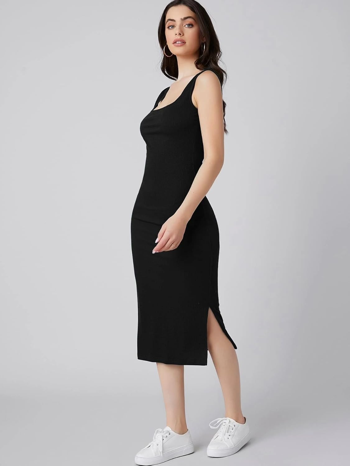 My Western Women's Black One Piece Dresses |Knee-Length Dress | Bodycon Western Dress for Women| Midi Short Dress My Western
