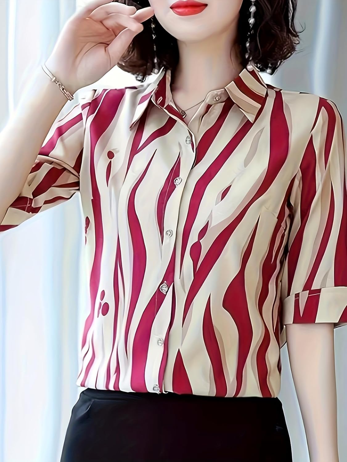 Designer Women's Printed Rayon Shirt Top