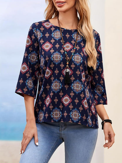 Women's Printed Rayon Shirt Top for Women