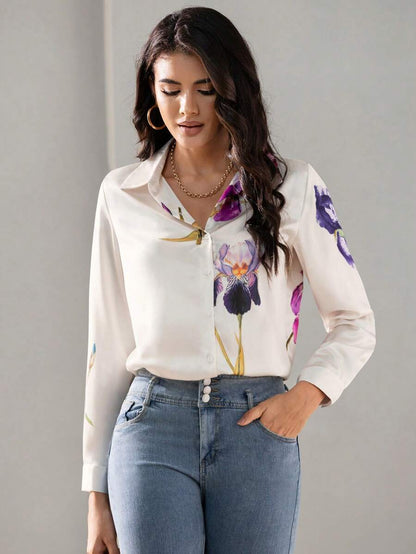 MyWestern Floral Print Twist Front Shirt