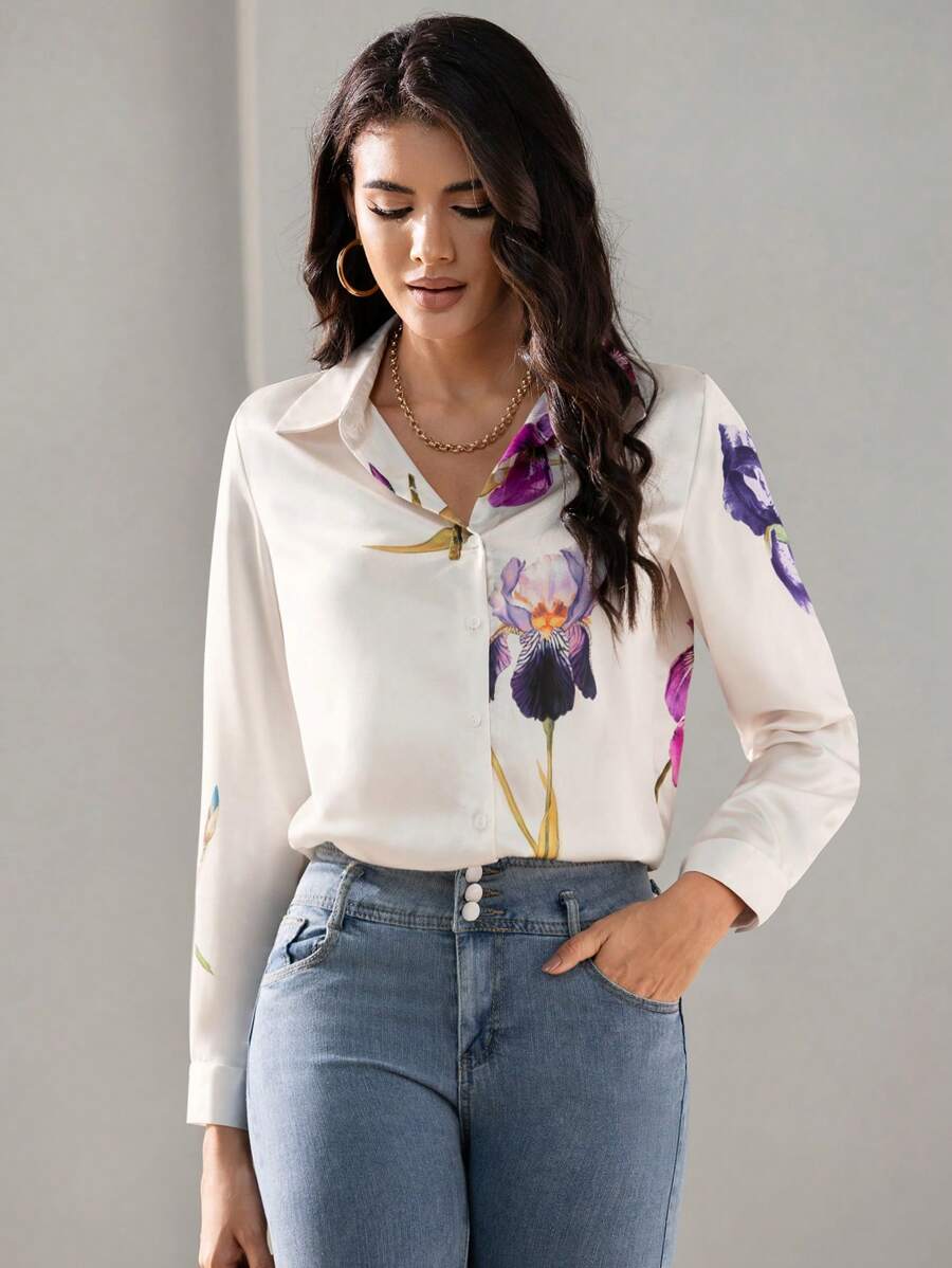 MyWestern Floral Print Twist Front Shirt MyWestern