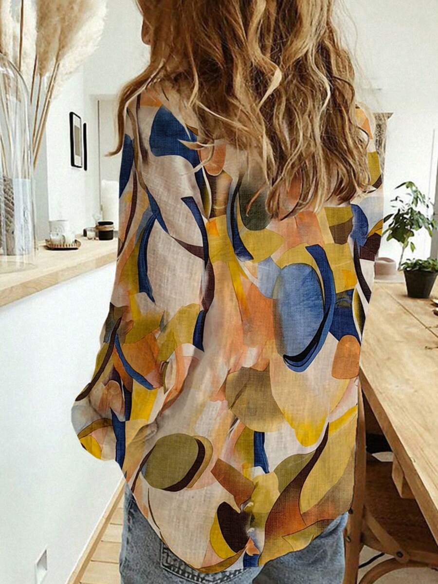Women's Abstract Print Lightweight Button-Down Shirts MyWestern