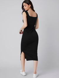 My Western Women's Black One Piece Dresses |Knee-Length Dress | Bodycon Western Dress for Women| Midi Short Dress My Western