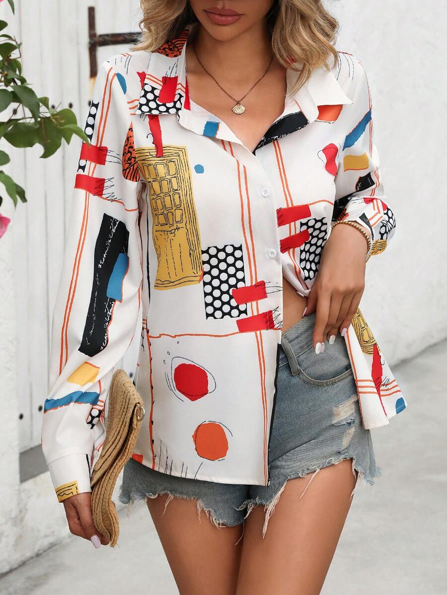 Stylish Abstract Print Rayon Shirt for Women MyWestern