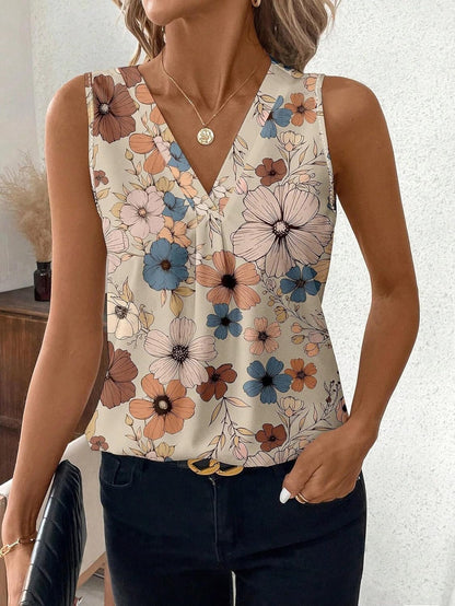 Printed Rayon Sleeveless Top for Women