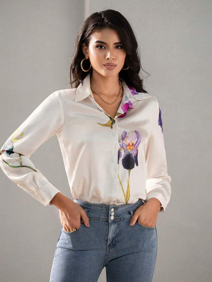 MyWestern Floral Print Twist Front Shirt