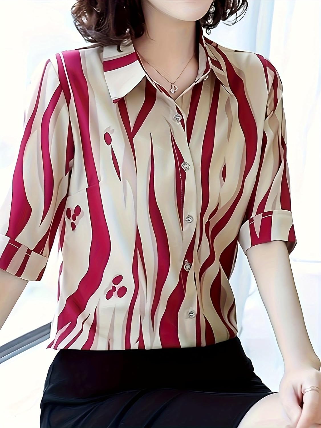 Designer Women's Printed Rayon Shirt Top