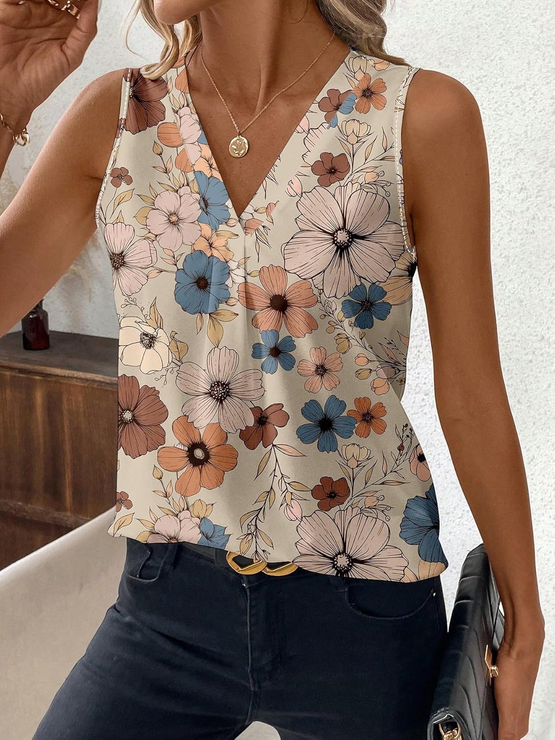 Printed Rayon Sleeveless Top for Women My Western