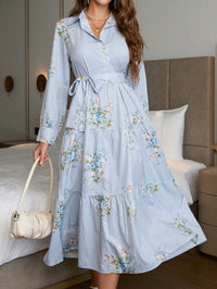 MyWestern Floral Print Ruffle Hem Belted Dress My Western
