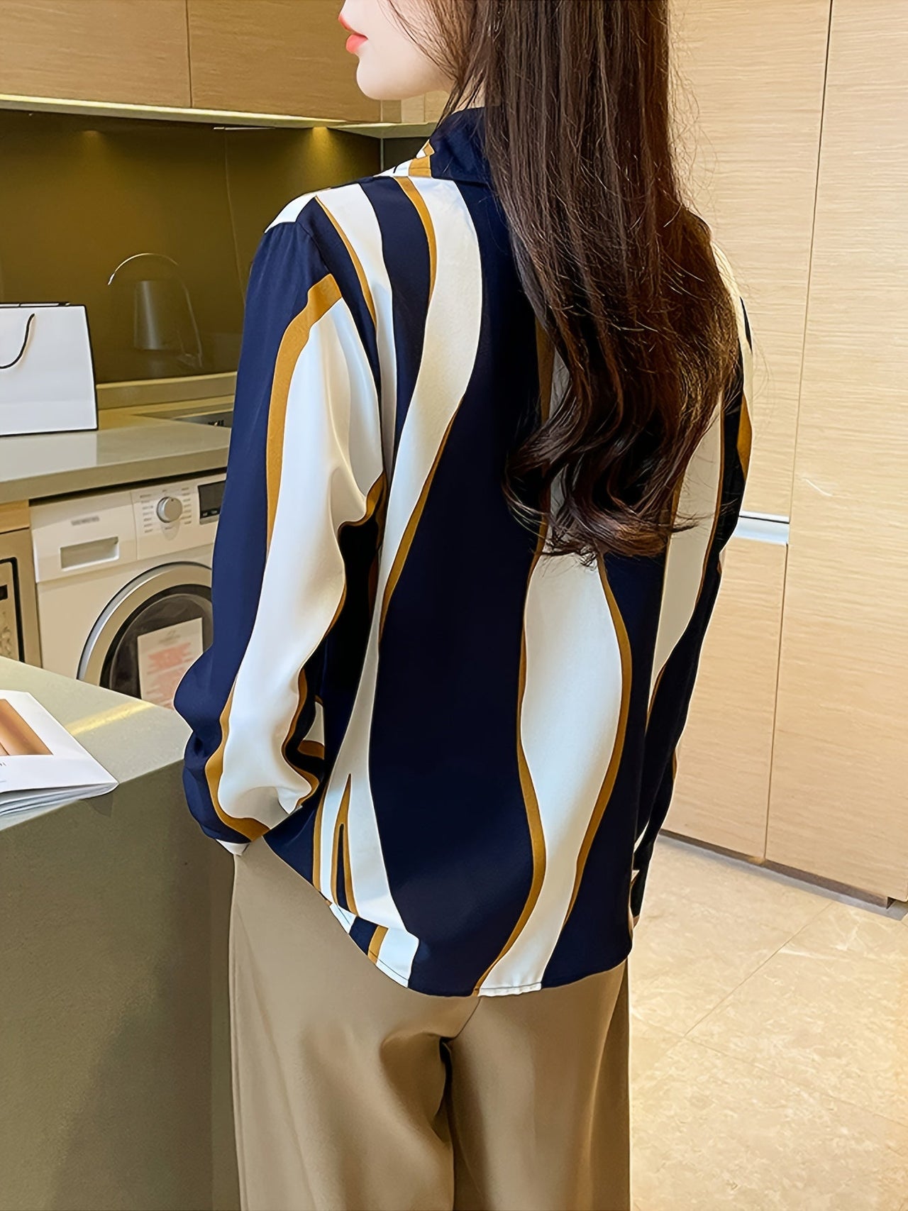 Elegant Striped Button-Down Shirt for Women MyWestern