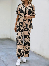 My Western Rayon Button Front Short Graphic Print Elegant Two Piece Set for Women My Western