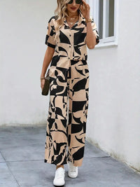 My Western Rayon Button Front Short Graphic Print Elegant Two Piece Set for Women My Western