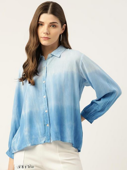 My Western Blue Tie Rayon Dye Loose fit Shirts, Oversized Shirts